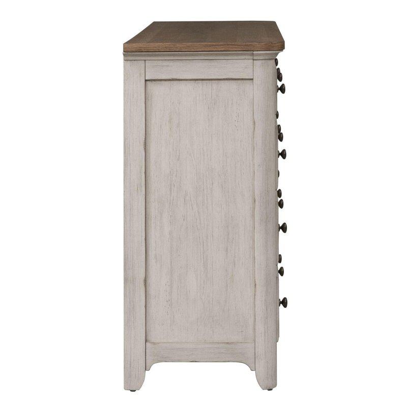 Antik Beyaz Masif Çam Ağacı 8 Çekmeceli Eskitme Tasarım Şifonyer - 168 cm - 311385