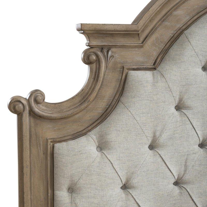 Antik Beyaz Meşe Kaplama Döşemeli Kapitoneli Yatak Başlığı - 169x176 cm - 334787