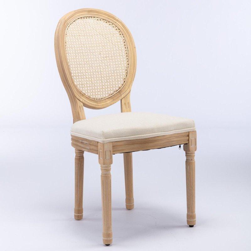 Antik Boyalı Masif Ahşap Yüksek Sırtlı Rattan Sandalye 2li Set - 95 cm - 252182