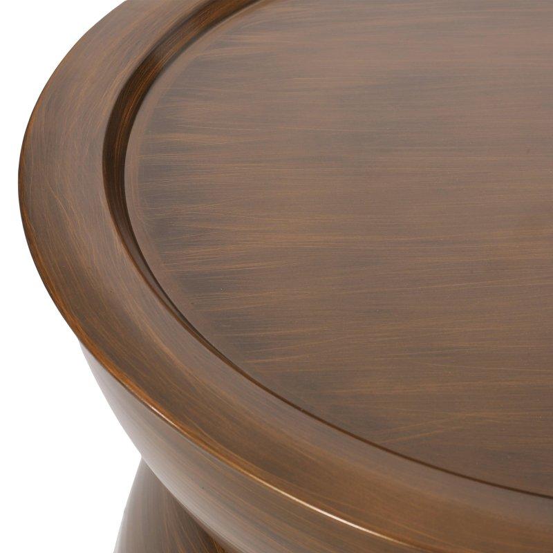 Antik Bronz Demir Kum Saati Tasarım Yuvarlak Orta Sehpa - 63x39 cm - 239726