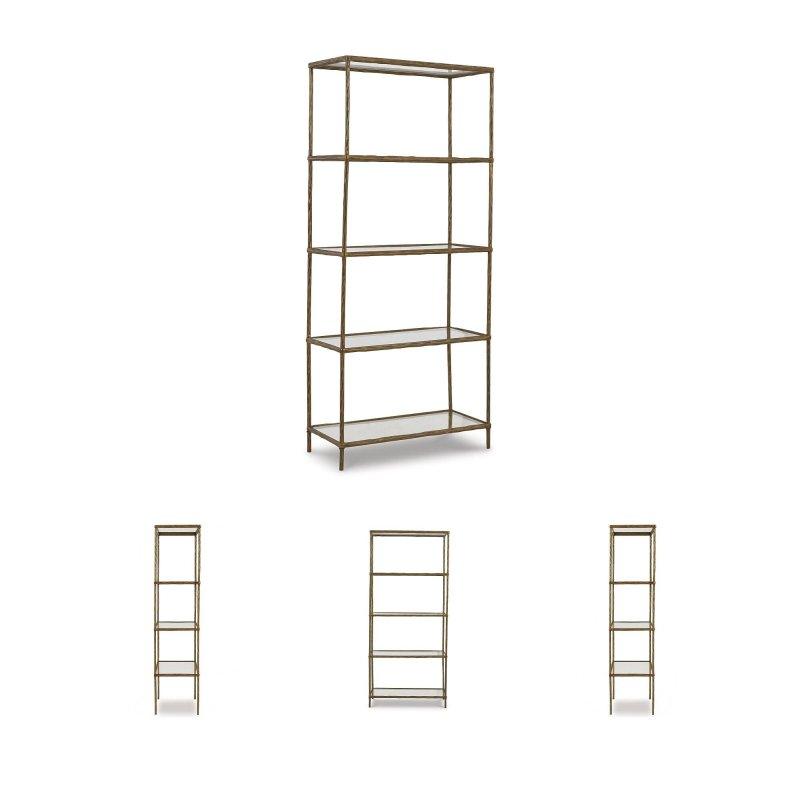 Antik Gold Alüminyum ve Cam Raflı Kitaplık - 82x38x185 cm - 318187