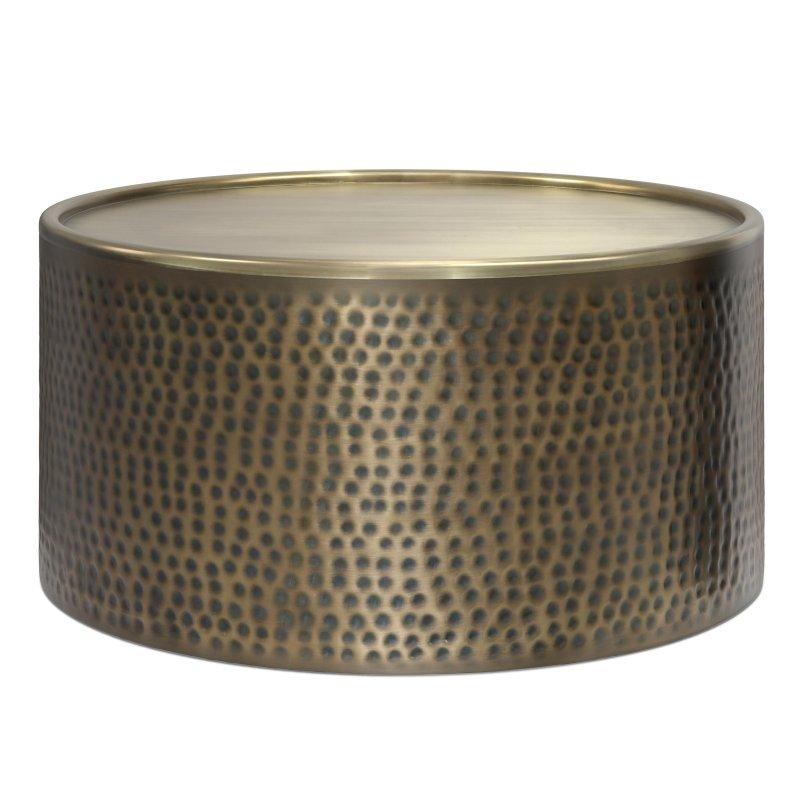 Antik Gold Dövme Metal Yuvarlak Orta Sehpa - 82 cm - 240910