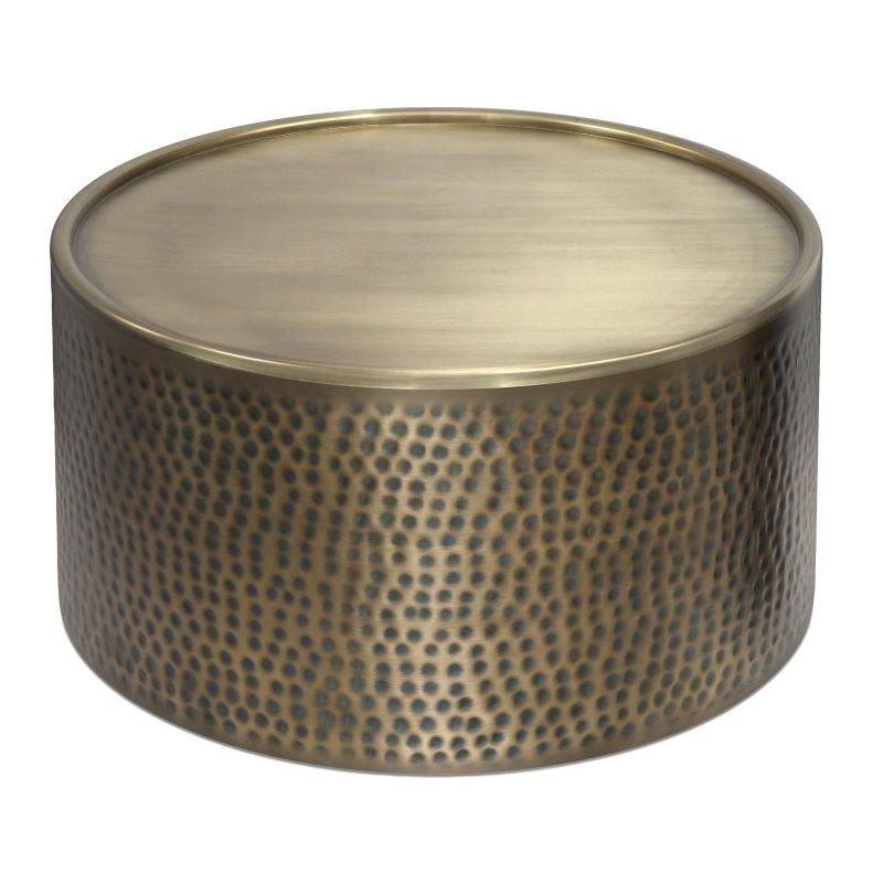 Antik Gold Dövme Metal Yuvarlak Orta Sehpa - 82 cm - 240910