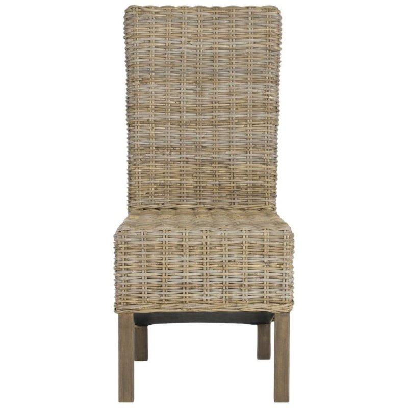 Antik Gri Mango Ağacı ve Hasır Örgü Yüksek Sırtlı 2li Set Rattan Sandalye - 51x58x106 cm - 253204