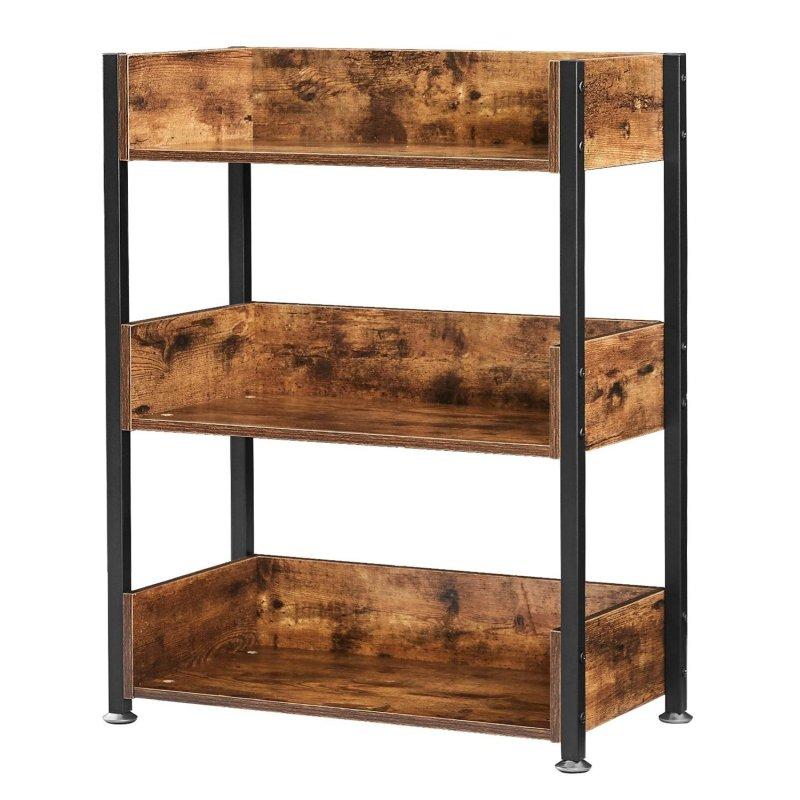 Antik Kahverengi MDF ve Metal 3 Raflı Kitaplık - 77x59x30 cm - 318650