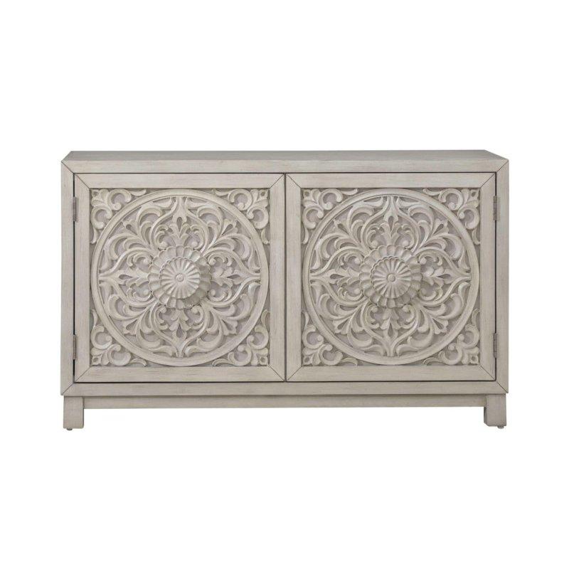 Antik Keten Beyazı Masif Ahşap Çiçek Oymalı Kapaklı Bohem Konsol - 122x46x74 cm - 324992