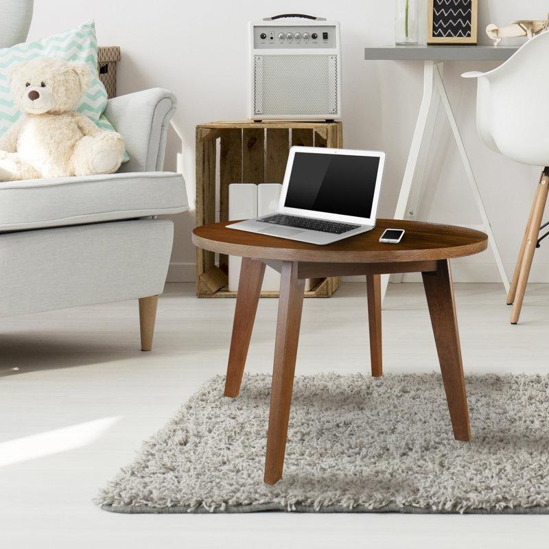 Antik Kiraz Masif Kauçuk Ağacı Dört Ayaklı Yuvarlak Orta Sehpa - 61 cm - 245962
