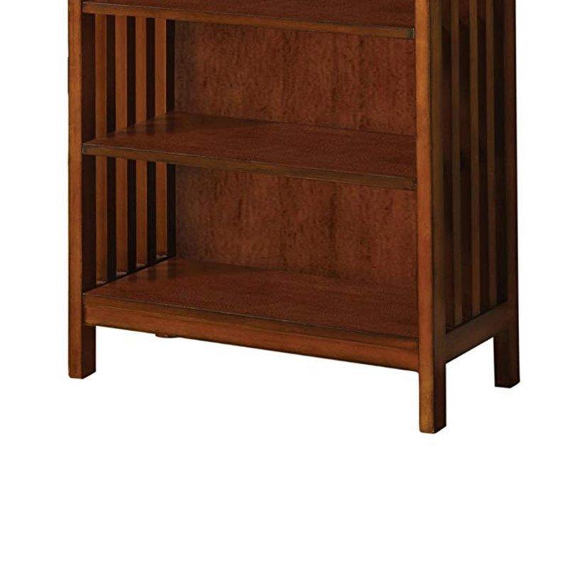Antik Meşe Masif Ahşap Kafes Desenli 5 Raflı Kitaplık - 56x23x122 cm - 319967