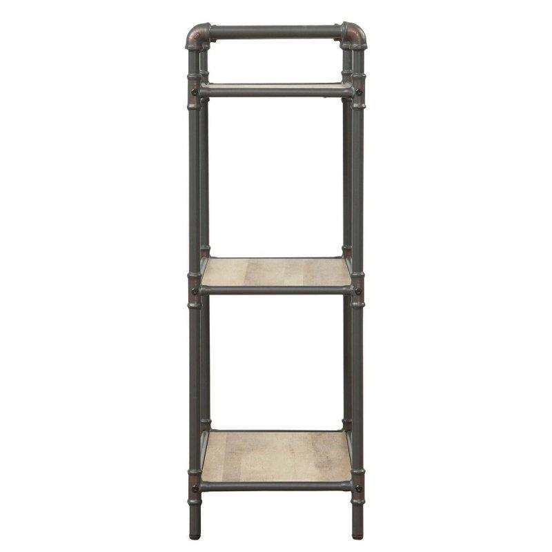 Antik Meşe ve Kumlu Gri Metal 3 Raflı Endüstriyel Kitaplık - 68x37x93 cm - 315287