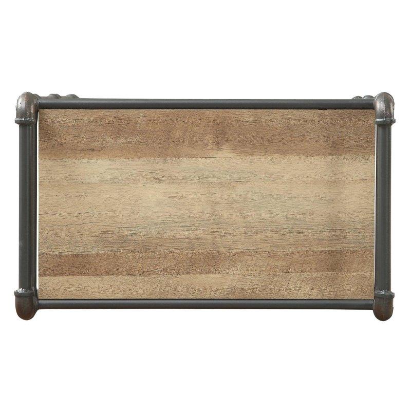 Antik Meşe ve Kumlu Gri Metal 3 Raflı Endüstriyel Kitaplık - 68x37x93 cm - 315287