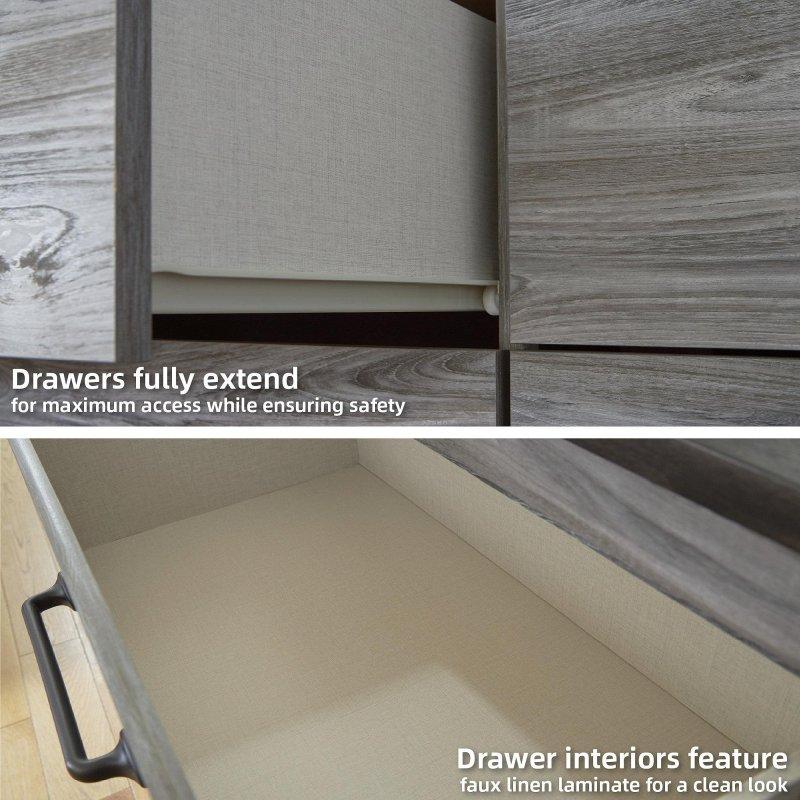 Antrasit Gri MDF Aynalı 6 Çekmeceli Şifonyer - 150 cm - 308297