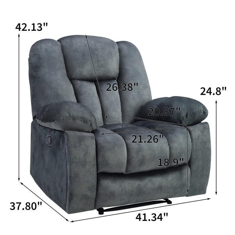 Antrasit Gri Mikro Süet Isıtmalı Masajlı Bardaklıklı Baba Koltuğu - 105 cm - 324618