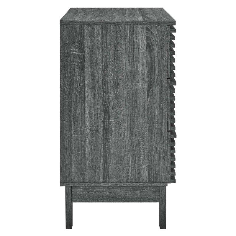 Antrasit Laminat 3 Çekmeceli Konik Ahşap Ayaklı Şifonyer - 81 cm - 295469