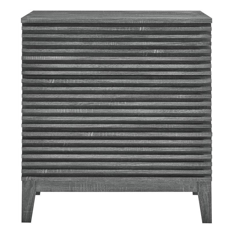 Antrasit Laminat 3 Çekmeceli Konik Ahşap Ayaklı Şifonyer - 81 cm - 295469
