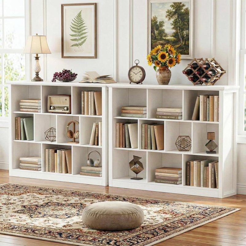 Arkalıklı Retro Küp Tasarım Laminat Kitaplık - 127 cm - 313194