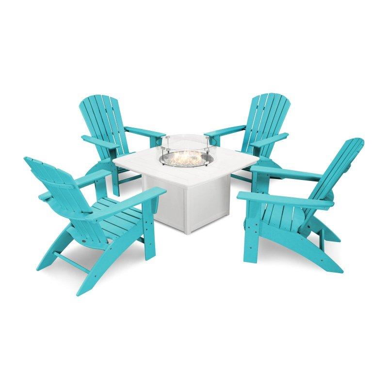 Ateş Çukurlu Geri Dönüştürülmüş Plastik 5 Parça Adirondack Bahçe Takımı - 273680