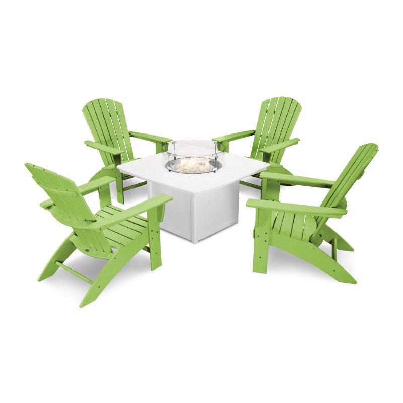 Ateş Çukurlu Geri Dönüştürülmüş Plastik 5 Parça Adirondack Bahçe Takımı - 273680