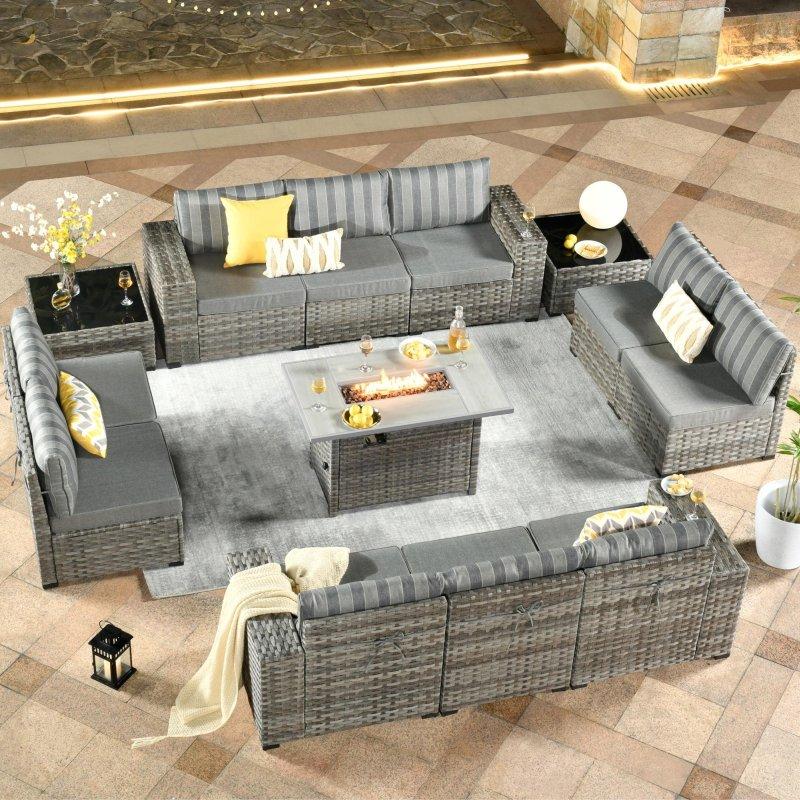 Ateş Çukurlu Modüler Rattan Bahçe Takımı 13 Parça - 273140