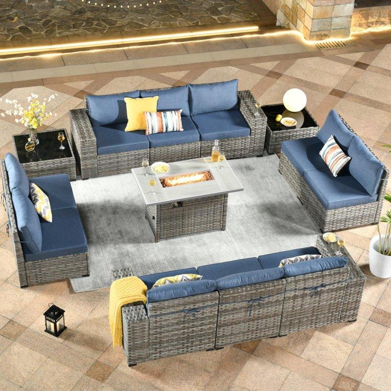 Ateş Çukurlu Modüler Rattan Bahçe Takımı 13 Parça - 273140