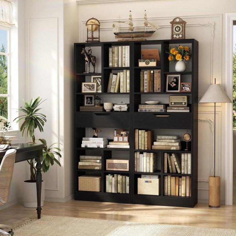 Ayarlanabilir Raflı Çekmeceli Laminat Kitaplık - 50x24x187 cm - 320425