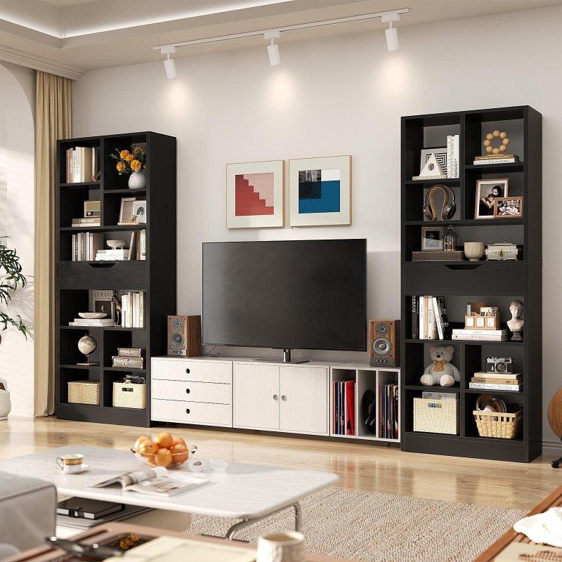Ayarlanabilir Raflı Çekmeceli Laminat Kitaplık - 50x24x187 cm - 320425