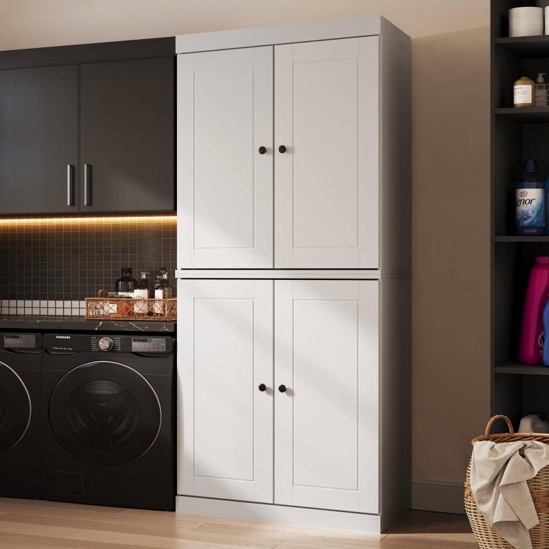Ayarlanabilir Raflı Masif Çam Ahşap Çok Amaçlı Banyo Dolabı - 82x182 cm - 334445