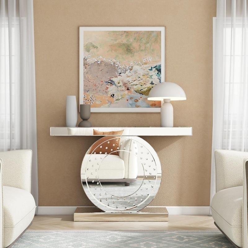 Aynalı Cam Kristal Taşlı MDF Dresuar - 120x36 cm - 331605