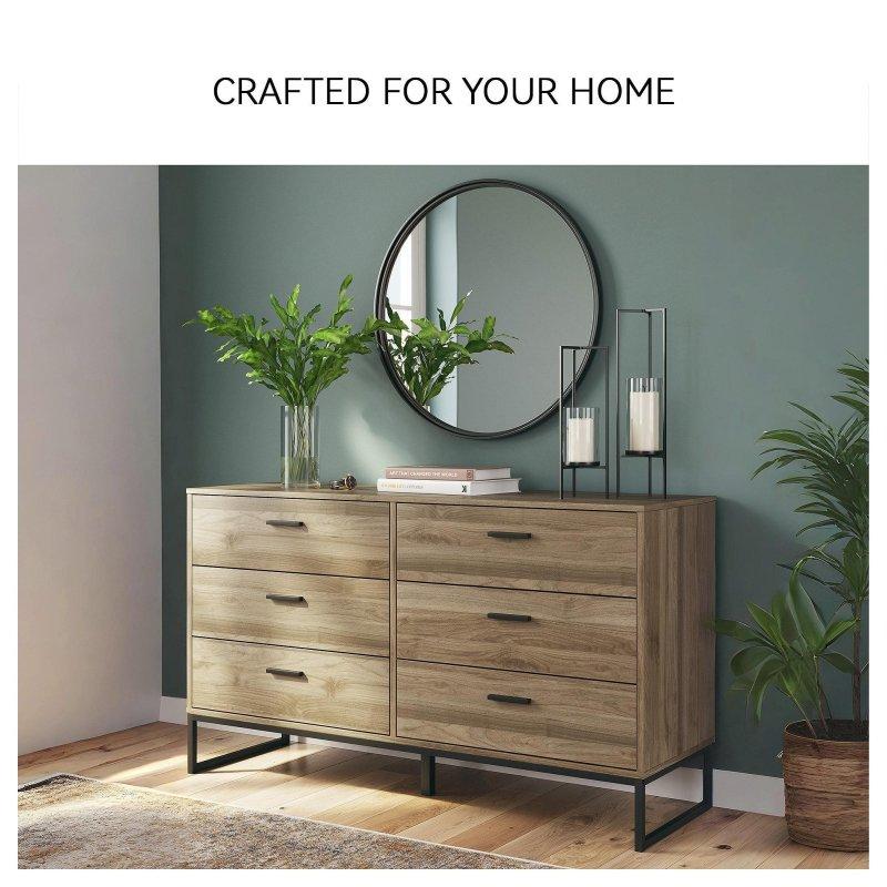 Bal Rengi Ceviz Dokulu Metal Ayaklı 6 Çekmeceli Şifonyer - 150 cm - 311167
