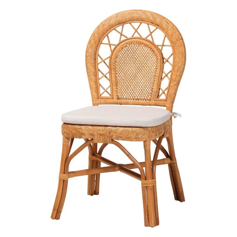 Bal Rengi El Dokuması Kavisli Sırtlı Rattan Sandalye - 51x56x94 cm - 252615