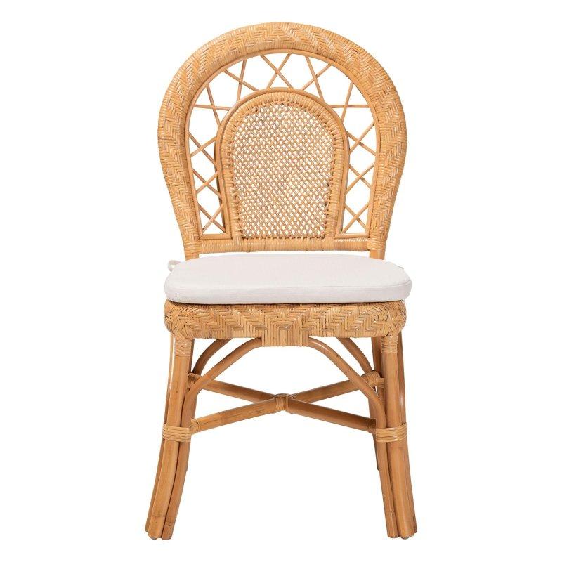 Bal Rengi El Dokuması Kavisli Sırtlı Rattan Sandalye - 51x56x94 cm - 252615