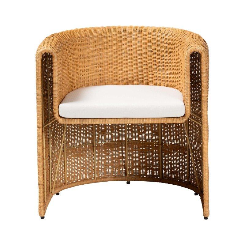 Bal Rengi El Örgüsü Kolçaklı Varil Tasarım Rattan Sandalye - 67x62x72 cm - 253068