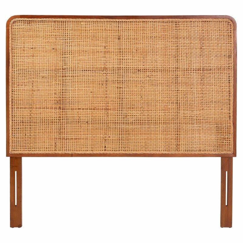 Bal Rengi Maun Ahşap ve El Örgüsü Rattan Bohem Yatak Başlığı - 163x151 cm - 334617