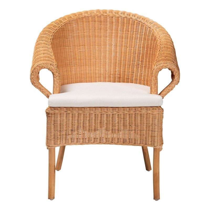 Bal Rengi Örgü Detaylı Minderli Bohem Rattan Sandalye - 252486