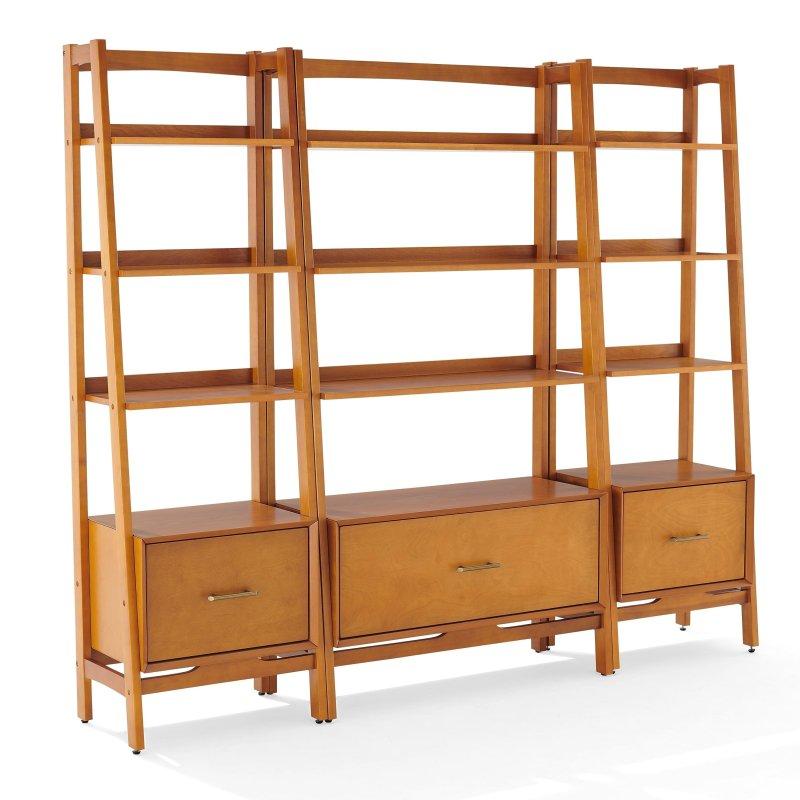 Bej Ahşap 3 Parçalı Çekmeceli Kitaplık Seti - 209x180 cm - 312278