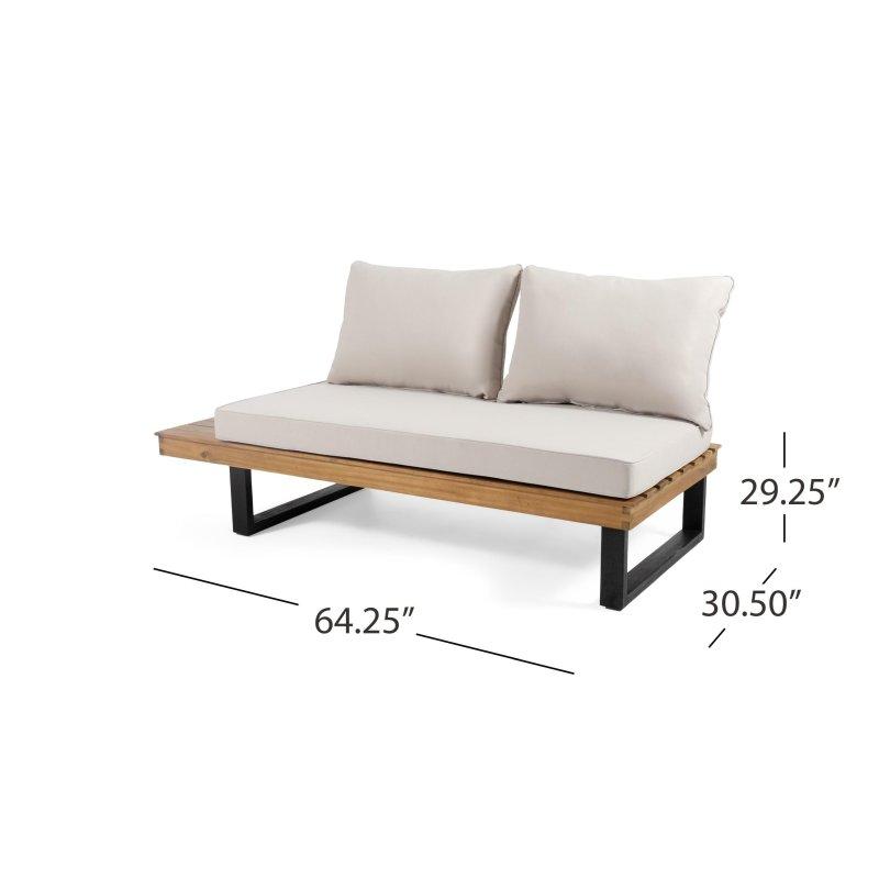 Bej Akasya Ahşap Dahili Yan Sehpalı Köşe Bahçe Takımı - 244x244 cm - 274781