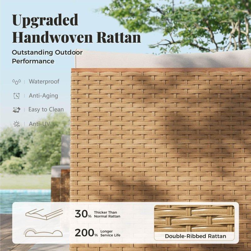 Bej Akasya Ahşap ve Rattan Modüler Minderli Bahçe Takımı - 268528