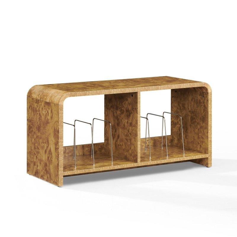 Bej Akçaağaç Plak Saklama Bölmeli Yuvarlak Kenarlı Kitaplık - 103x41x53 cm - 316241
