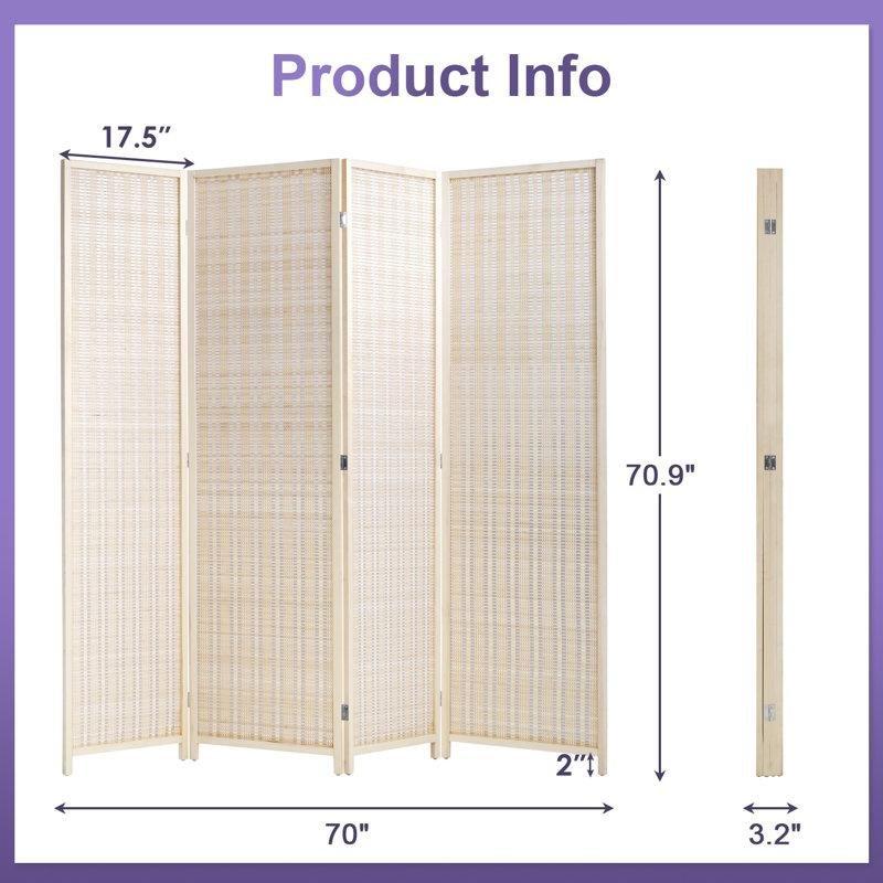 Bej Bambu Ahşap Katlanır Paravan - 181x181 cm - 321649