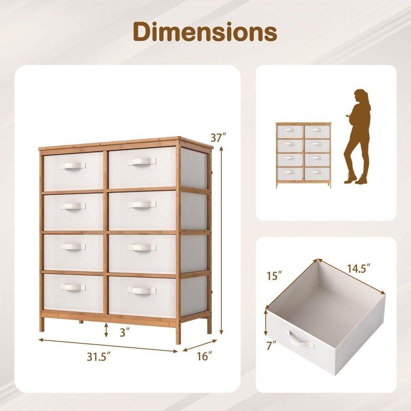 Bej Bambu İskeletli 8 Kumaş Çekmeceli Şifonyer - 301565