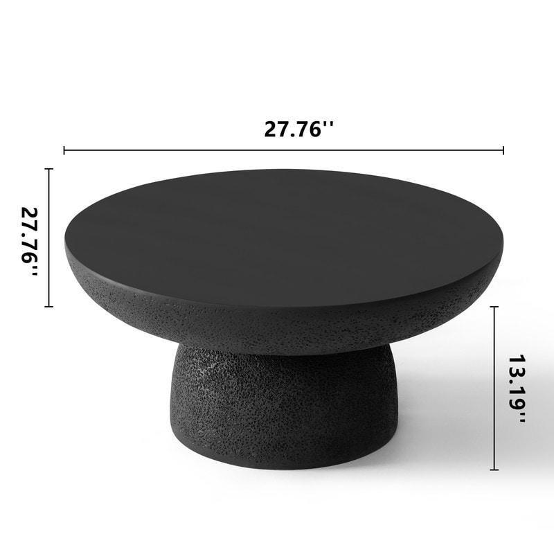 Bej Beton Dokulu Kaide Ayaklı El Yapımı Yuvarlak Orta Sehpa - 71 cm - 243109