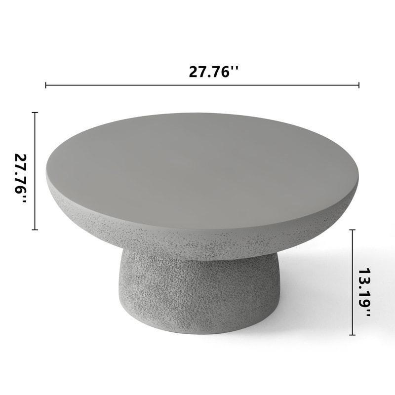Bej Beton Kaide Ayaklı Dokulu Yuvarlak Orta Sehpa - 71x34 cm - 243387