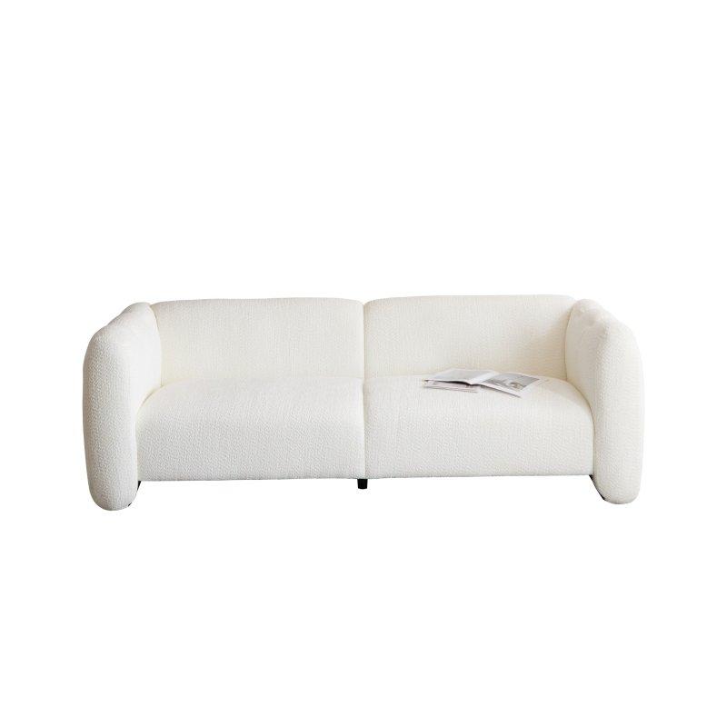 Bej Bukle Kumaş Ahşap Dalga Tasarım 3 Kişilik Bohem Koltuk - 211 cm - 284640