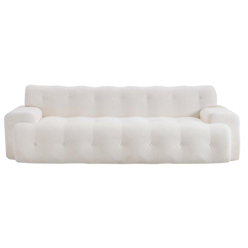 Bej Bukle Kumaş Düğme Detaylı 3 Kişilik Bohem Koltuk - 224x103x64 cm - 285598