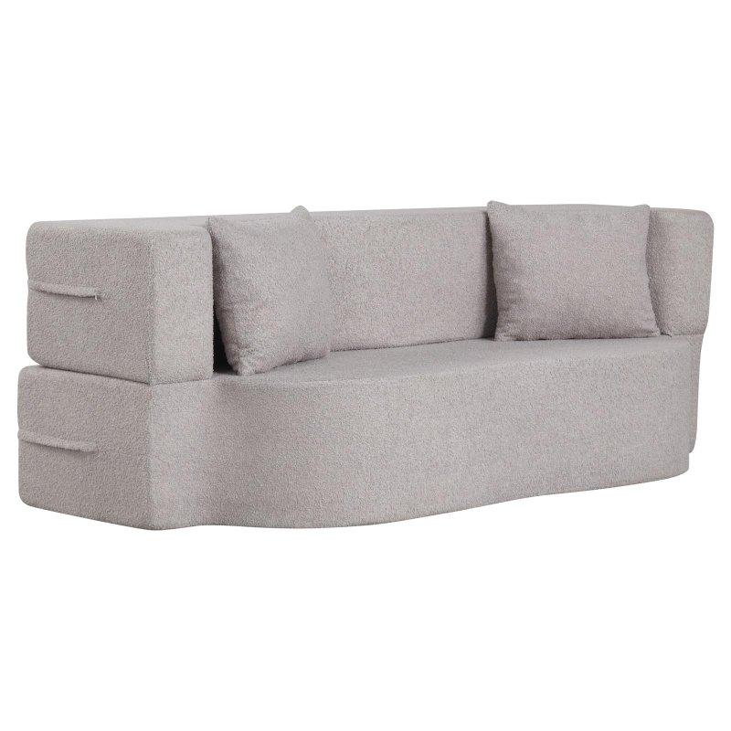 Bej Bukle Kumaş Katlanır Yataklı 2 Yastıklı İskeletsiz Bohem Koltuk - 192 cm - 294404