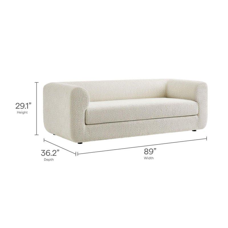 Bej Bukle Kumaş Modern Tuxedo Tasarım Masif Ahşap Ayaklı Bohem Koltuk - 227 cm - 282876