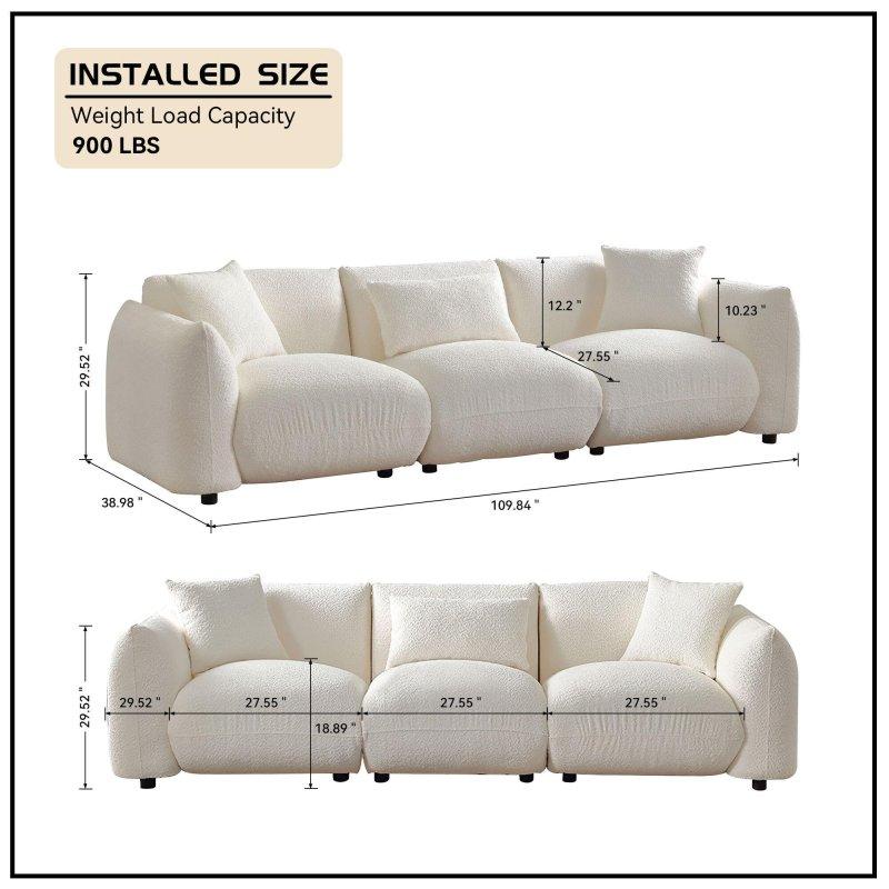 Bej Bukle Kumaş Puf Dahil El Yapımı Derin Oturumlu Bohem Koltuk - 279x100 cm - 294559