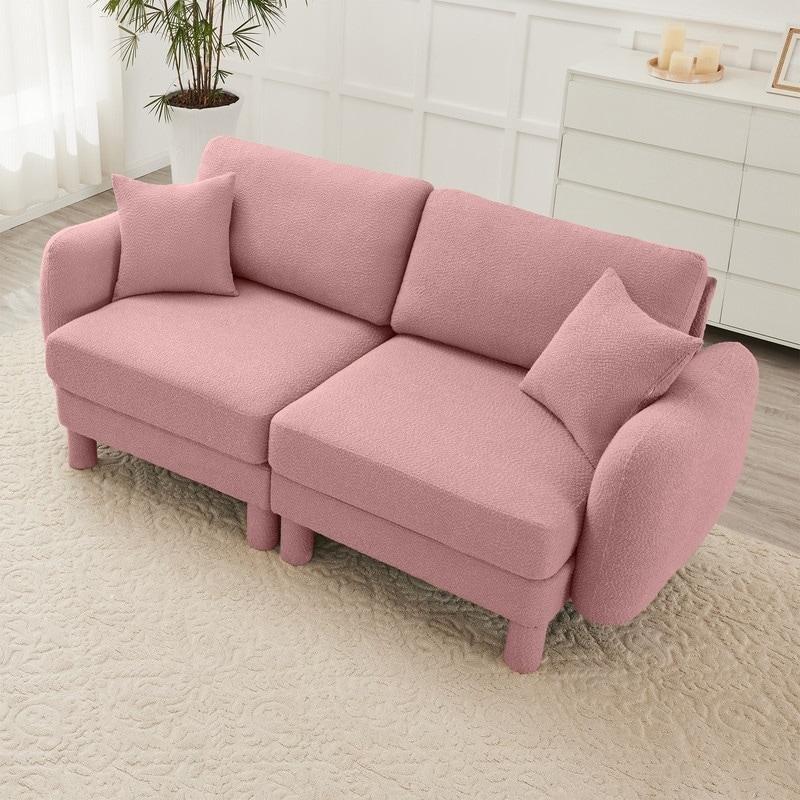 Bej Bukle Kumaş Yuvarlak Kollu Bohem Koltuk - 199 cm - 279106