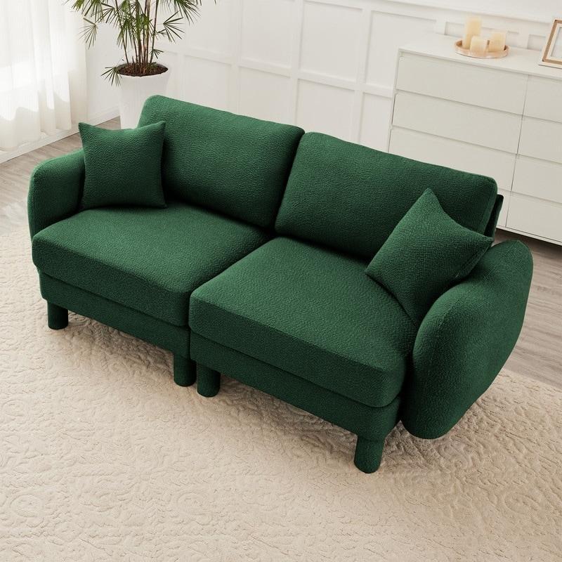 Bej Bukle Kumaş Yuvarlak Kollu Bohem Koltuk - 199 cm - 279106