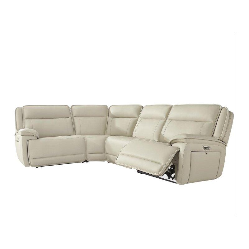 Bej Deri ve Suni Deri Elektrikli Mekanizmalı Ayarlanabilir Başlıklı USB Portlu Köşe Koltuk - 313x231 cm - 256993