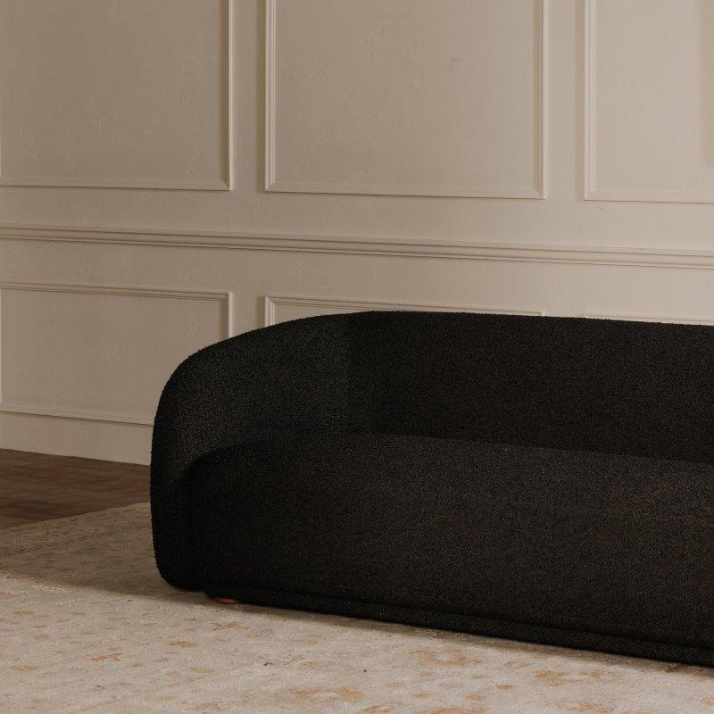 Bej Dokulu Döşemeli Masif Ahşap Bohem Üçlü Koltuk - 229x86x76 cm - 283087